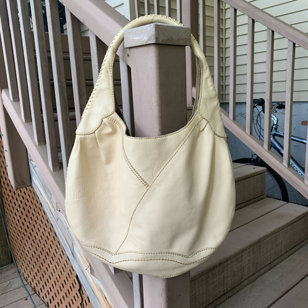 Lucky Brand SOFT Cream Leather Bohemian Shoulder Bag